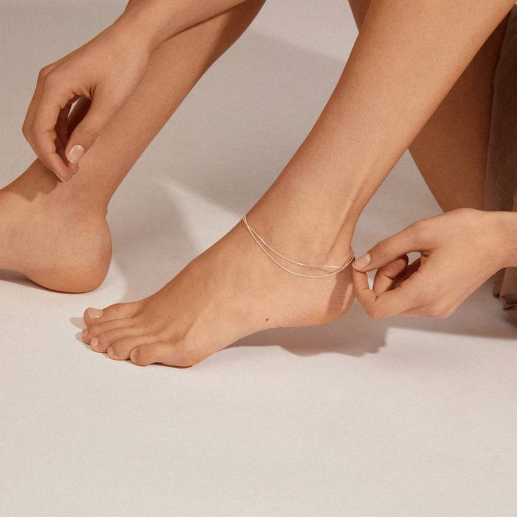 Pilgrim CARE Recyceltes Fußkettchen, 2-in-1, Versilbert