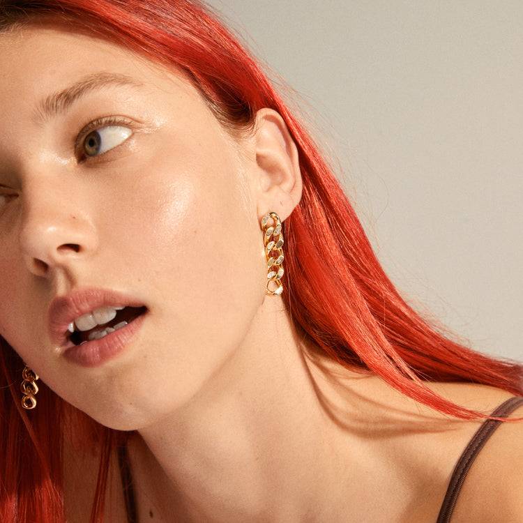 Pilgrim CECILIA Panzerketten-Kristall-Ohrringe, Vergoldet