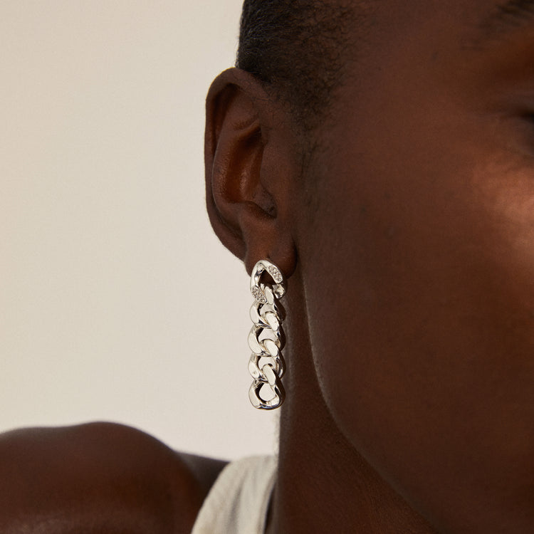 Pilgrim CECILIA Panzerketten-Kristall-Ohrringe, Versilbert