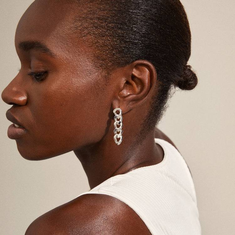 Pilgrim CECILIA Panzerketten-Kristall-Ohrringe, Versilbert