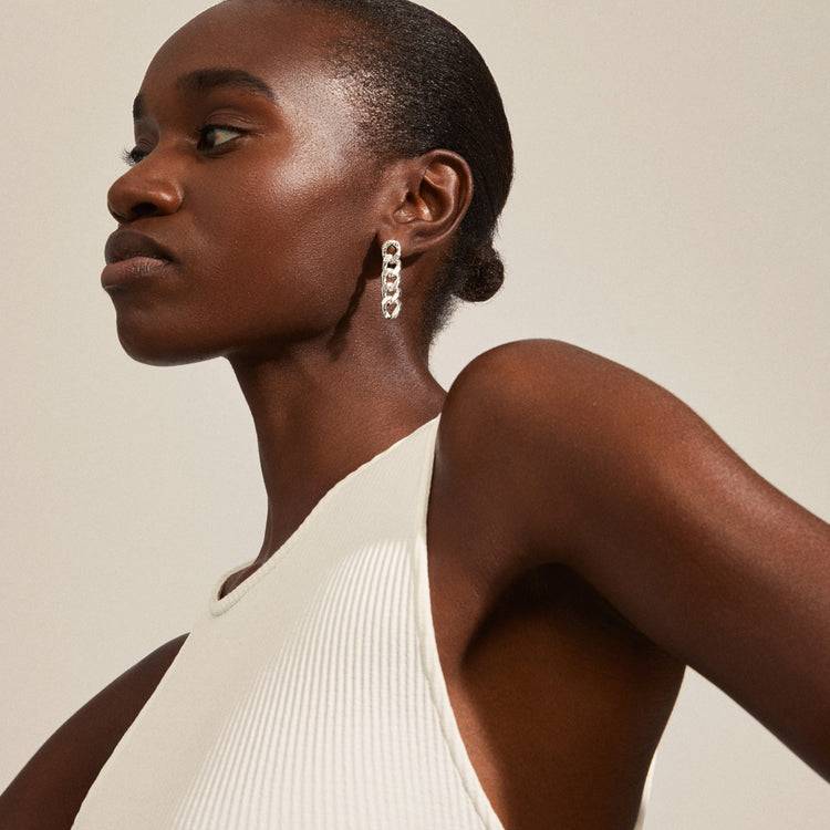 Pilgrim CECILIA Panzerketten-Kristall-Ohrringe, Versilbert