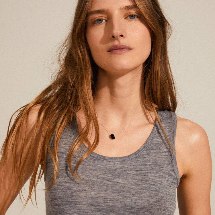 Pilgrim CHAKRA Schwarzer Achat Halskette Versilbert