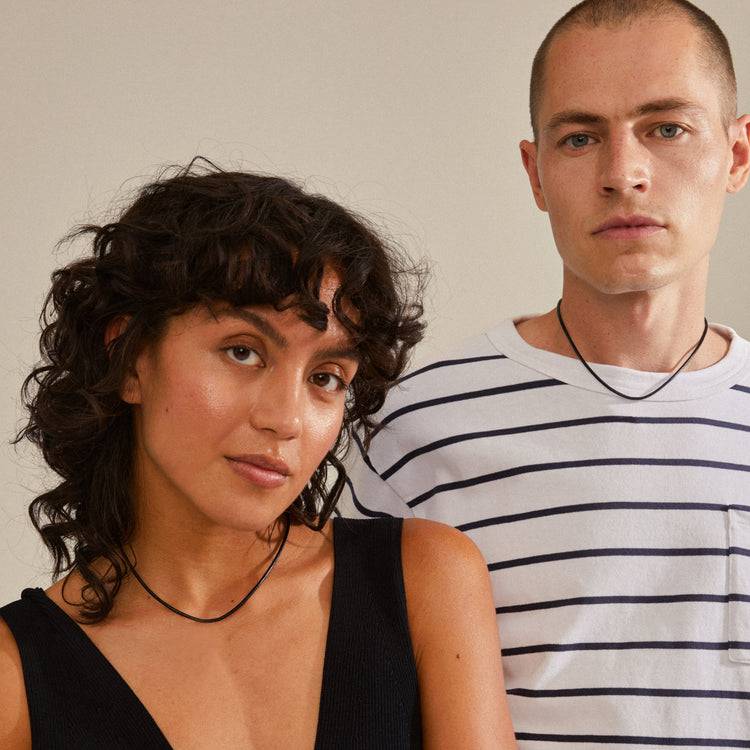 Pilgrim CHARM Lederband-Halskette, Schwarz/vergoldet