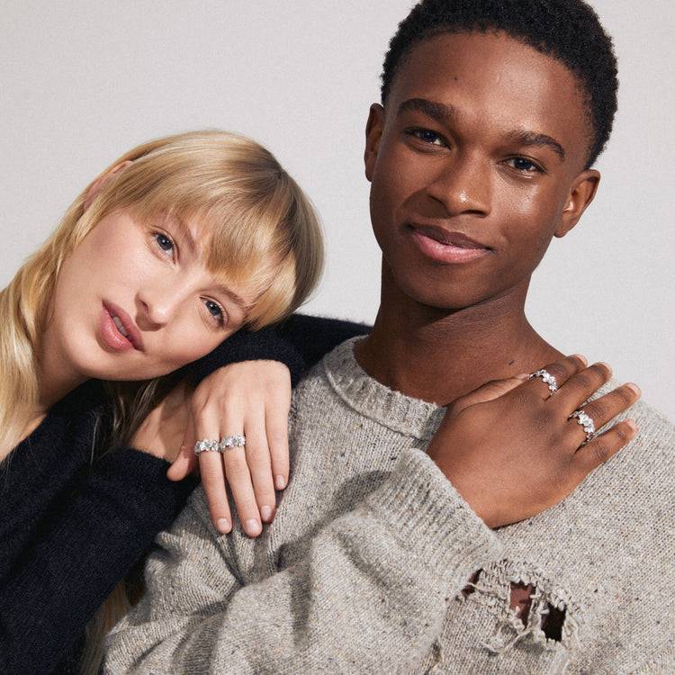 Pilgrim CHARMAINE Recycelte Ringe 2-in-1-Set Versilbert