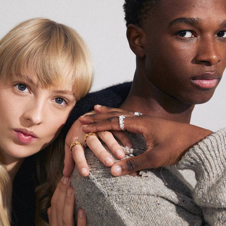 Pilgrim CHARMAINE Recycelte Ringe 2-in-1-Set Versilbert