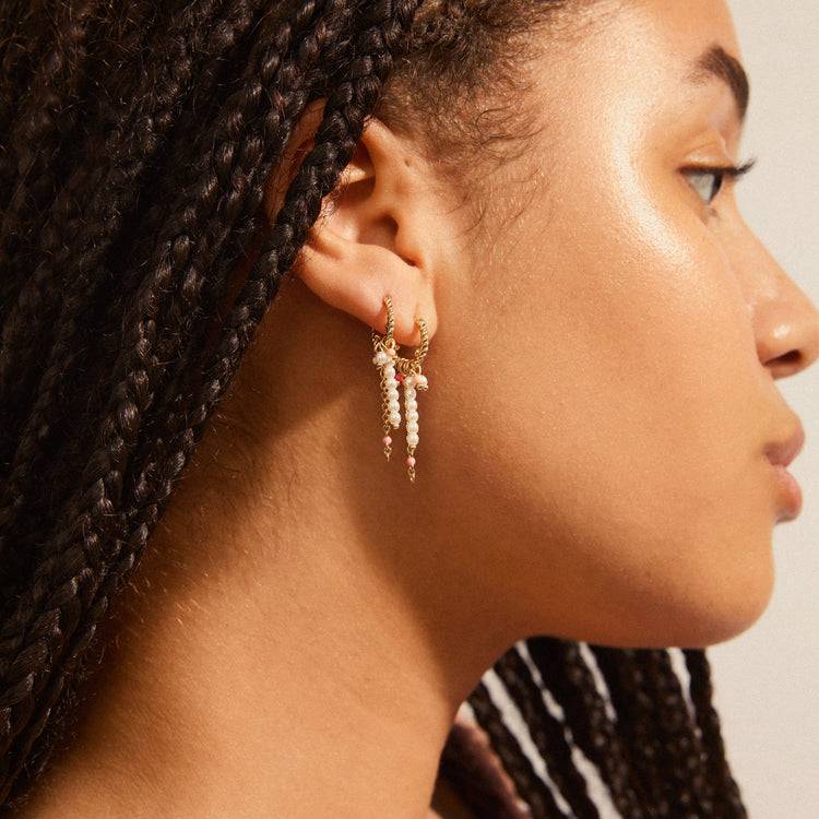 Pilgrim CHATERINE Rosafarbene Twirl-Hoop-Ohrringe, Vergoldet