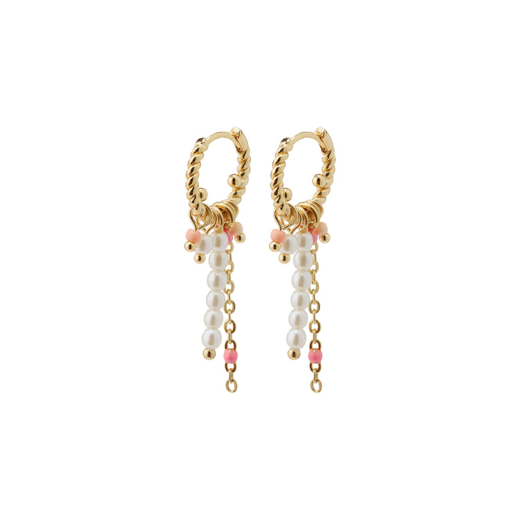 Pilgrim CHATERINE rosafarbene Twirl-Hoop-Ohrringe, vergoldet