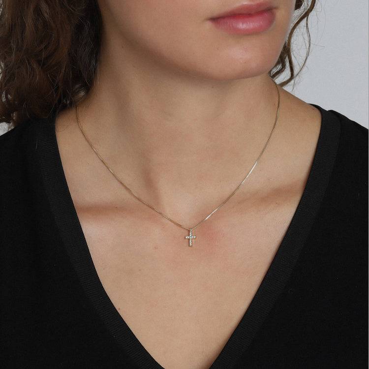 Pilgrim CLARA Recycelte Halskette Mit Kristallkreuz, Vergoldet