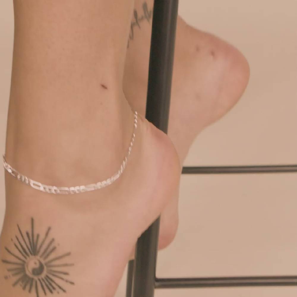 Pilgrim DALE Recyceltes Panzerfußkettchen, Versilbert