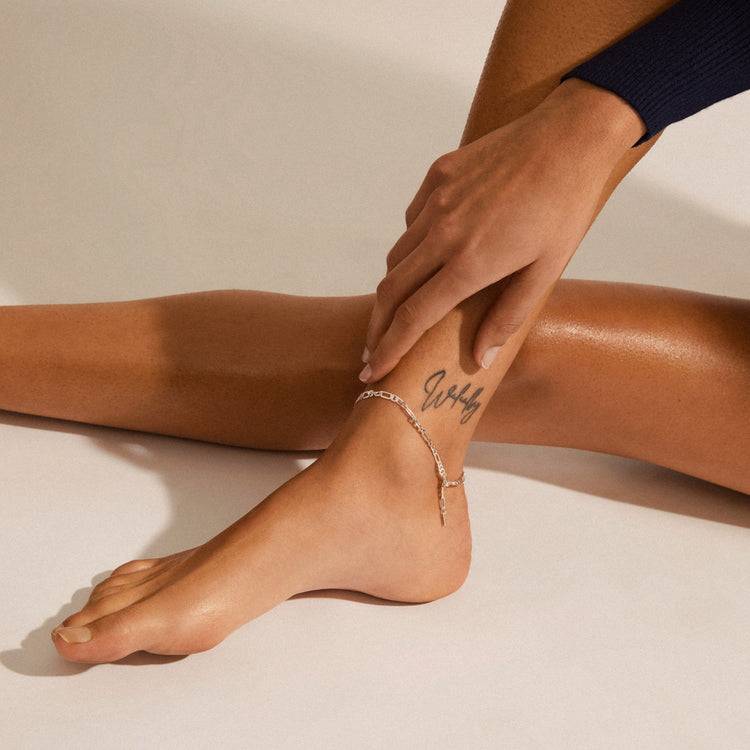 Pilgrim DALE Recyceltes Panzerfußkettchen, Versilbert