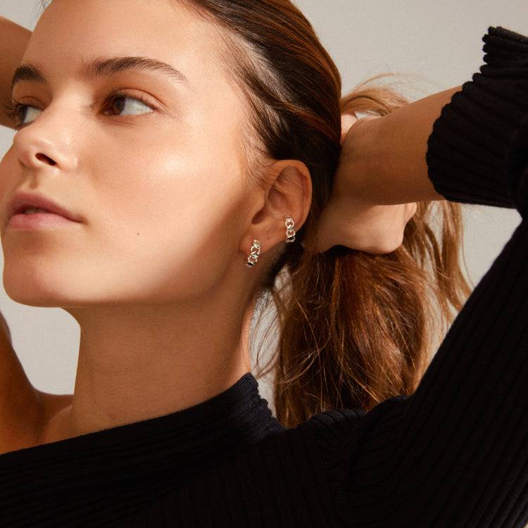 Pilgrim DESIREE Recycelte Creolen Und Cuff-Ohrringe Versilbert