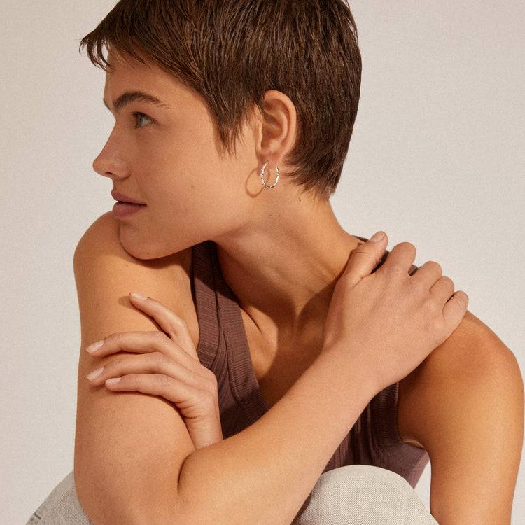 Pilgrim EDDY Recycelte, Große Creolen, Organische Form, Versilbert