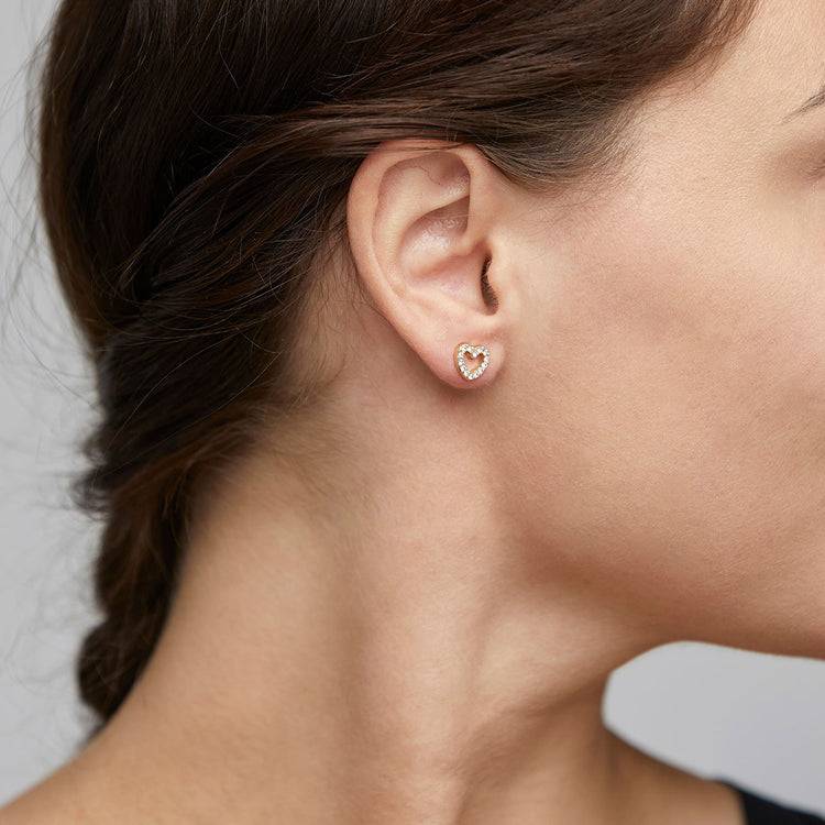 Pilgrim EDIE Recycelte Kristallherz-Ohrringe, Vergoldet