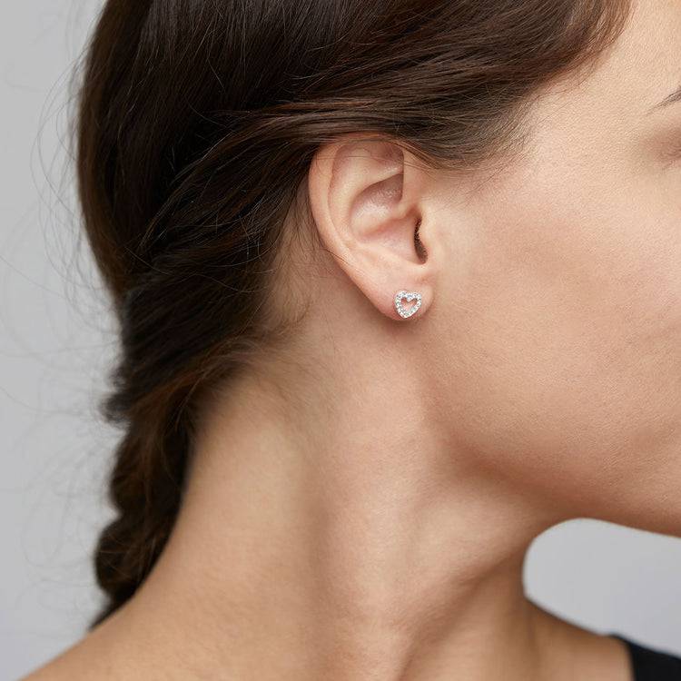 Pilgrim EDIE Recycelte Kristallherz-Ohrringe, Versilbert