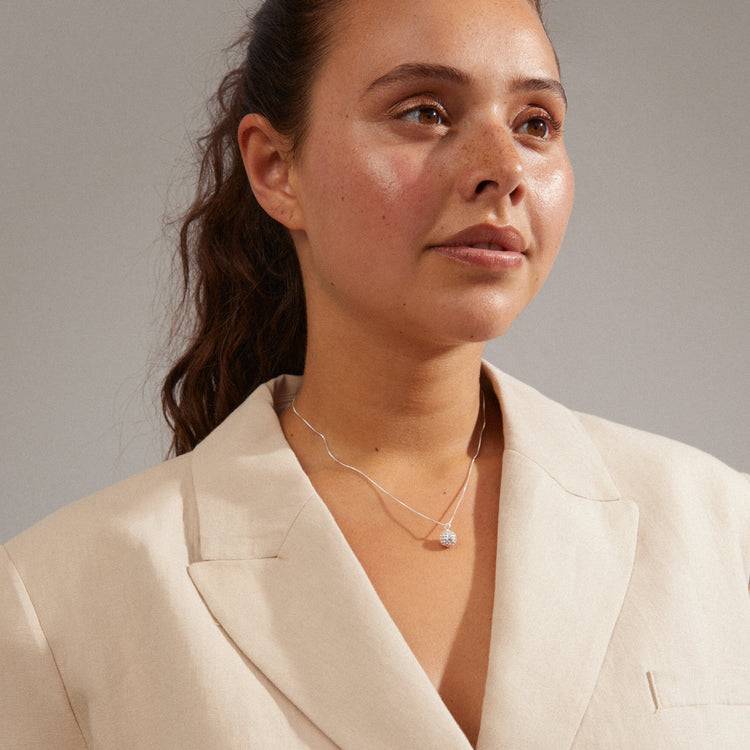 Pilgrim EDTLI Recycelte Halskette Mit Kristallanhänger, Versilbert