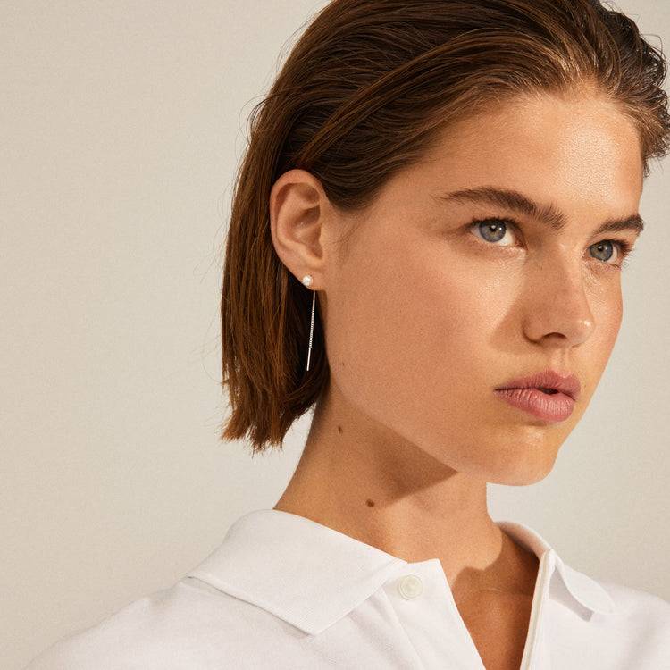 Pilgrim ELBA Perlen-Ohrringe Mit Langer Kette, Versilbert