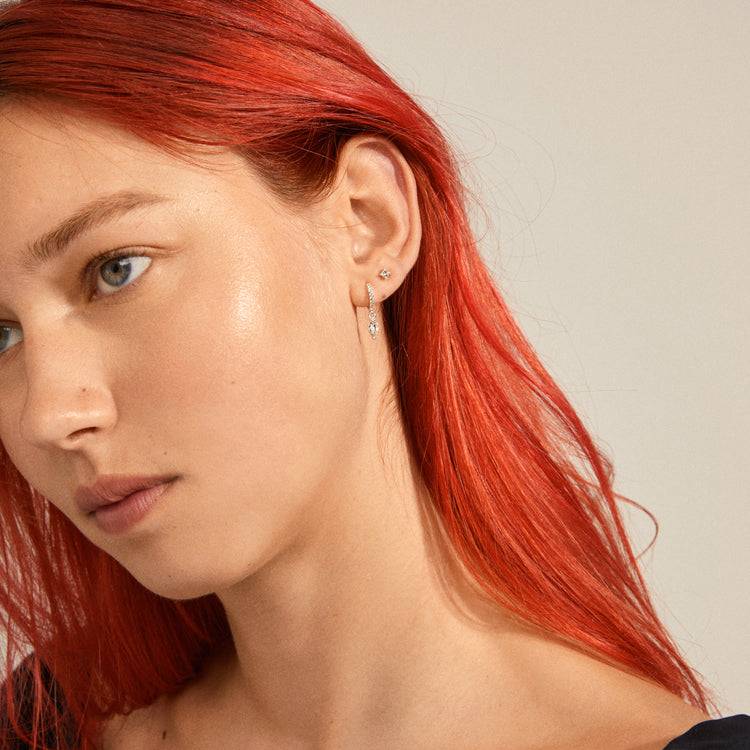 Pilgrim ELZA Recycelte Kristallohrringe, 2-in-1-Set, Versilbert