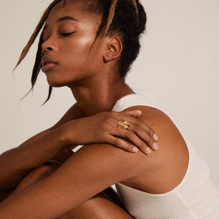 Pilgrim EM Recycelter Wellenförmiger Statement-Ring, Vergoldet