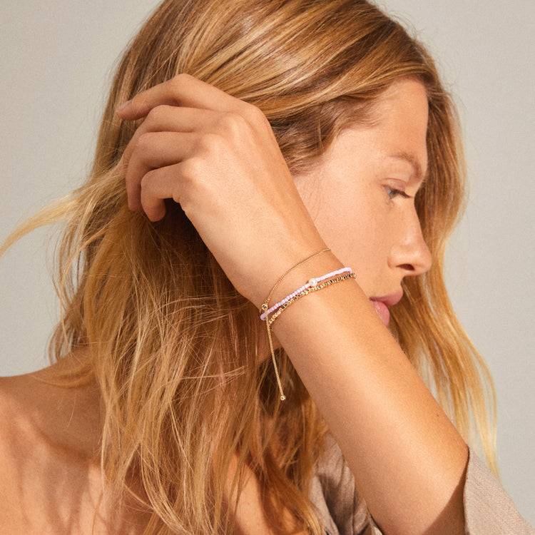 Pilgrim ENERGETIC Lila Armbänder, 3-in-1-Set, Vergoldet