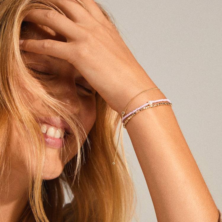 Pilgrim ENERGETIC Lila Armbänder, 3-in-1-Set, Vergoldet