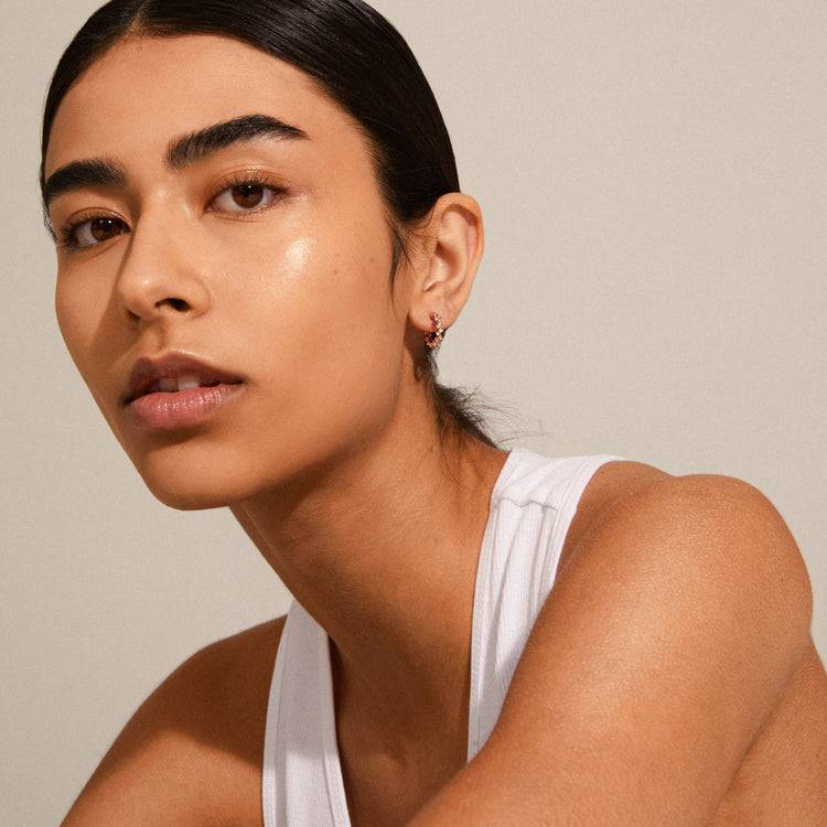 Pilgrim ESTER Recycelte Kristall-Creolen, Mit Roségold Plattiert