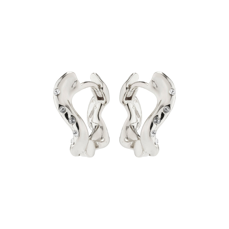 Pilgrim EVRA recycelte, organ. geformte Kristall-Creolen, versilbert