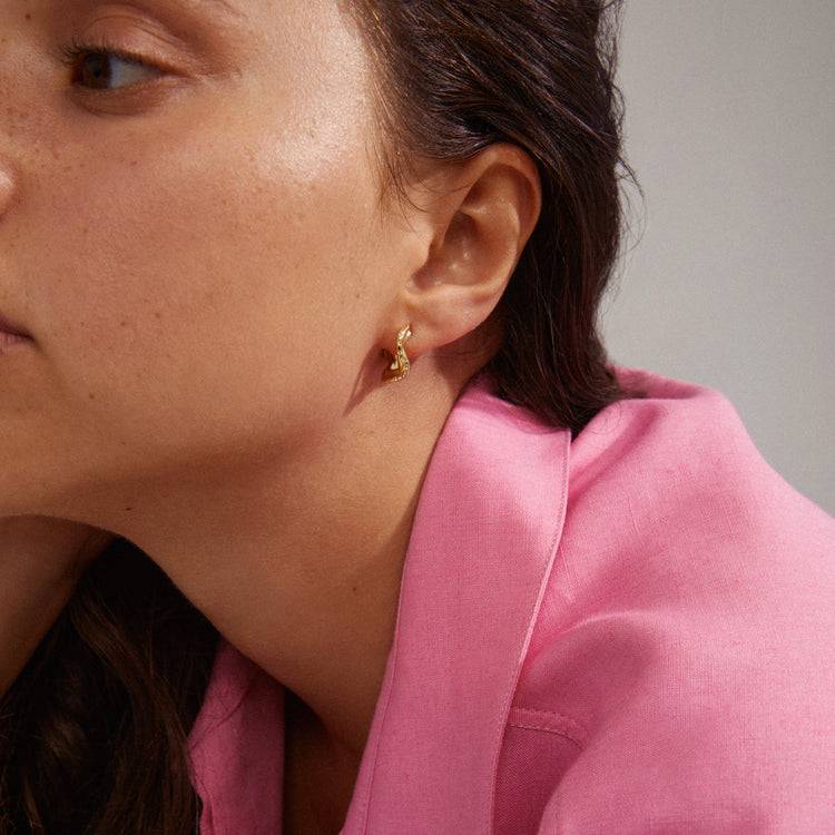 Pilgrim EVRA Recycelte, Organ. Geformte Kristall-Creolen, Vergoldet