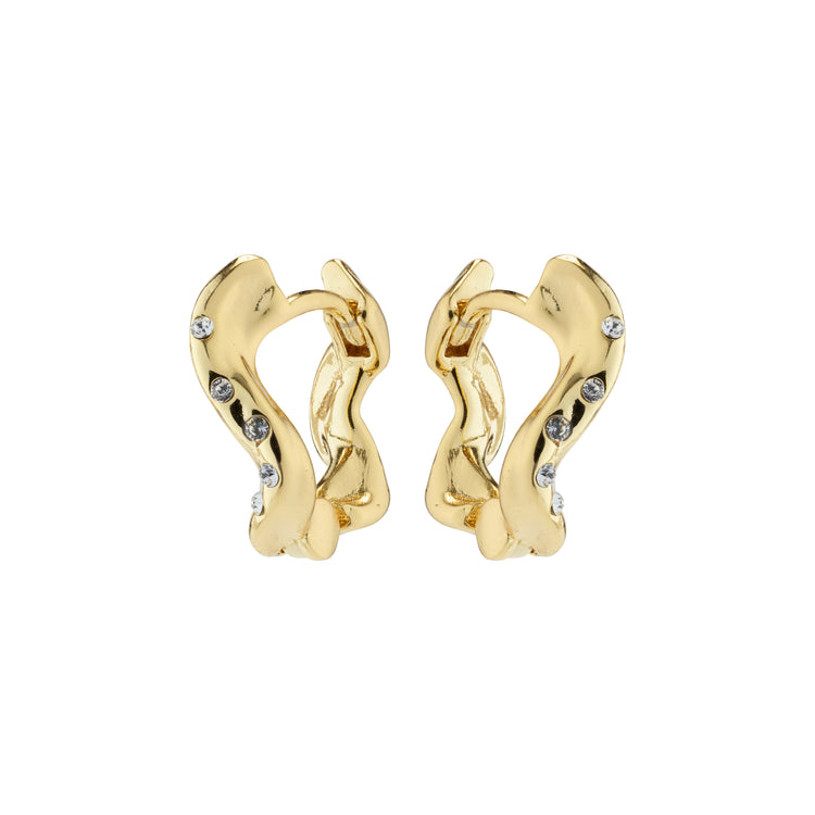 Pilgrim EVRA recycelte, organ. geformte Kristall-Creolen, vergoldet