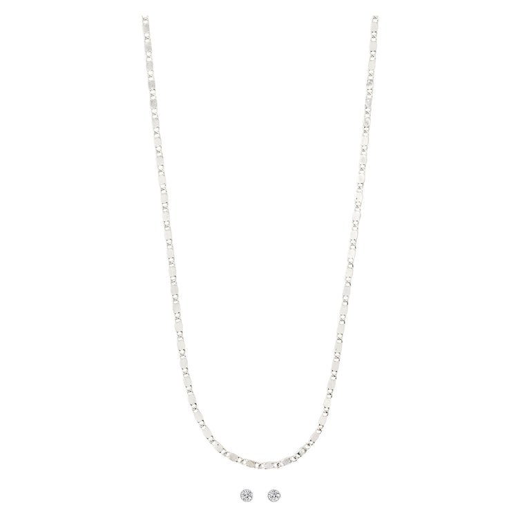 Pilgrim FELICIA Geschenkset, Kristall-Ohrringe Und Kette Versilbert