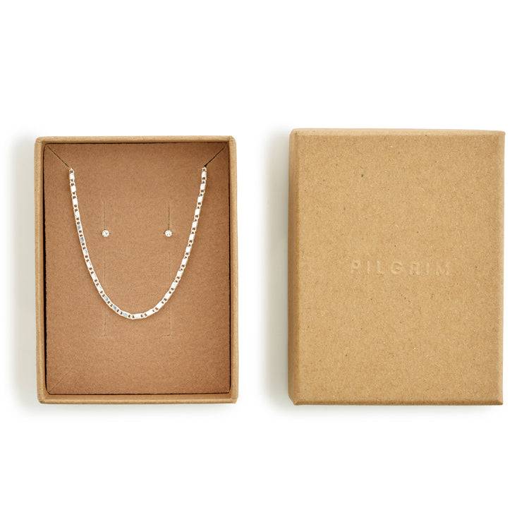 Pilgrim FELICIA Geschenkset, Kristall-Ohrringe und Kette versilbert