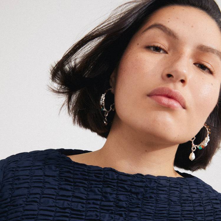 Pilgrim FORCE Große Hoop-Ohrringe, Mehrfarbig/Versilbert