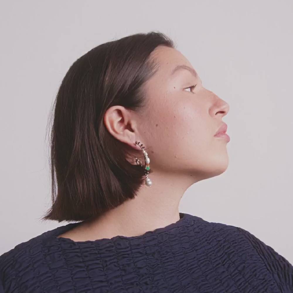 Pilgrim FORCE Große Hoop-Ohrringe, Mehrfarbig/Versilbert