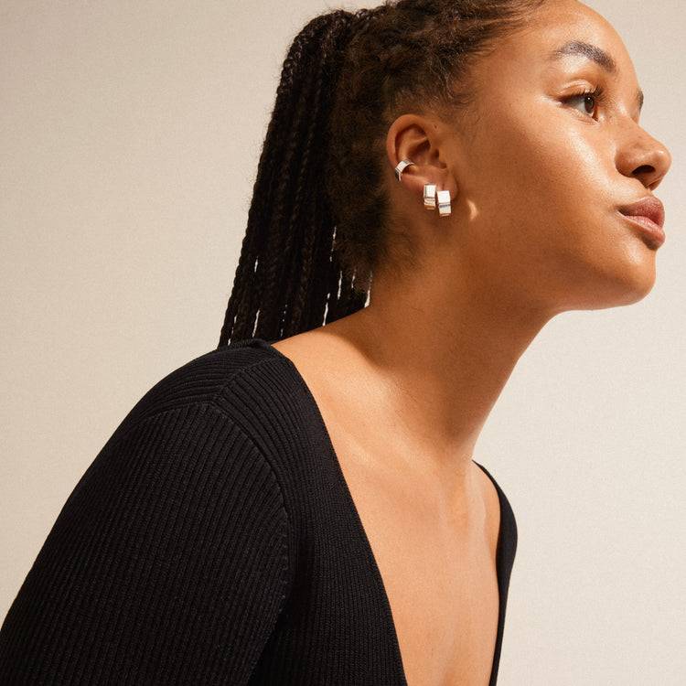 Pilgrim FRIENDS Breite, Chunky Creolen Und Ohrclip, Versilbert