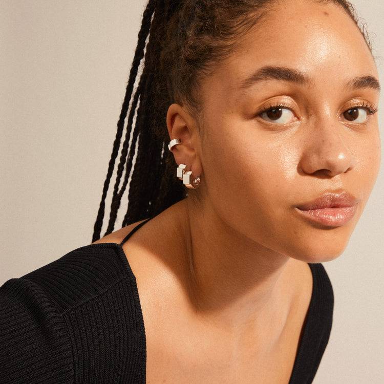 Pilgrim FRIENDS Breite, Chunky Creolen Und Ohrclip, Versilbert