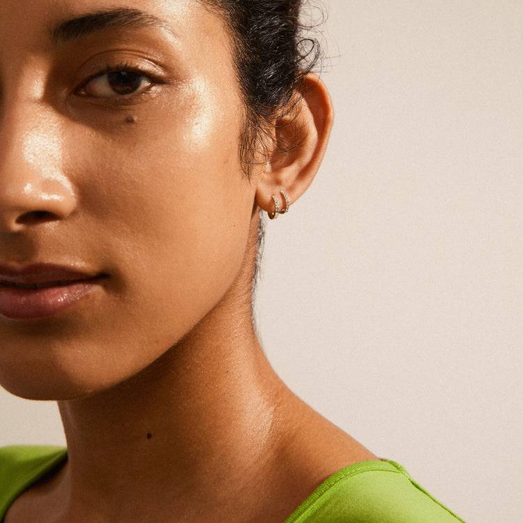 Pilgrim FRIENDS Kristall-Huggie-Creolen, 2-in-1-Set, Versilbert