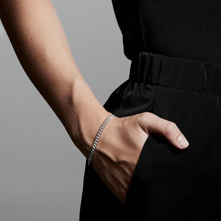 Pilgrim FUCHSIA Recyceltes Panzerkettenarmband, Versilbert