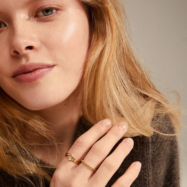 Pilgrim GESCHENKSET, Recyceltes 3-in-1-Set, Stapelringe, Vergoldet