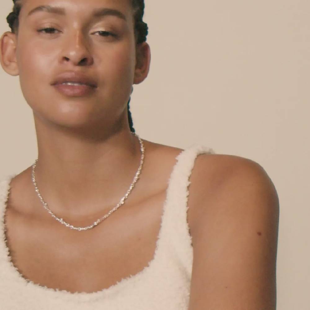 Pilgrim HALLIE Organisch Geformte Kristall-Halskette, Versilbert