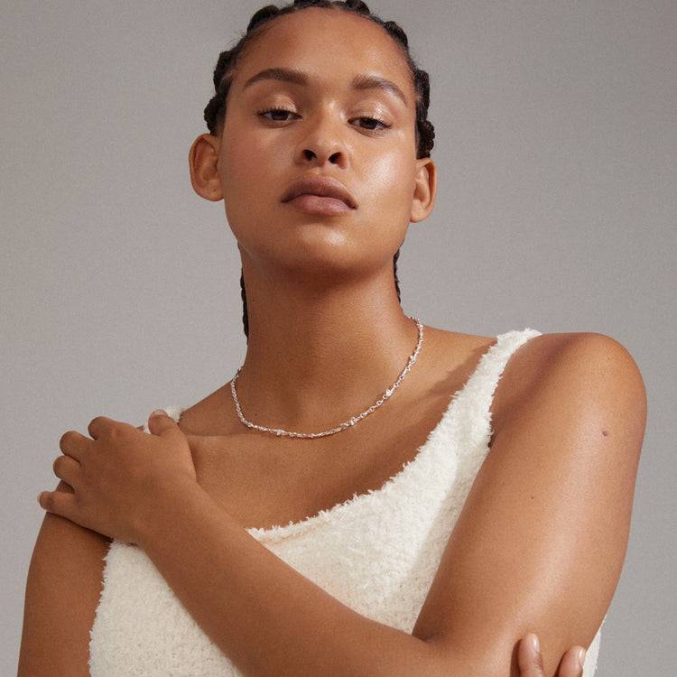 Pilgrim HALLIE Organisch Geformte Kristall-Halskette, Versilbert