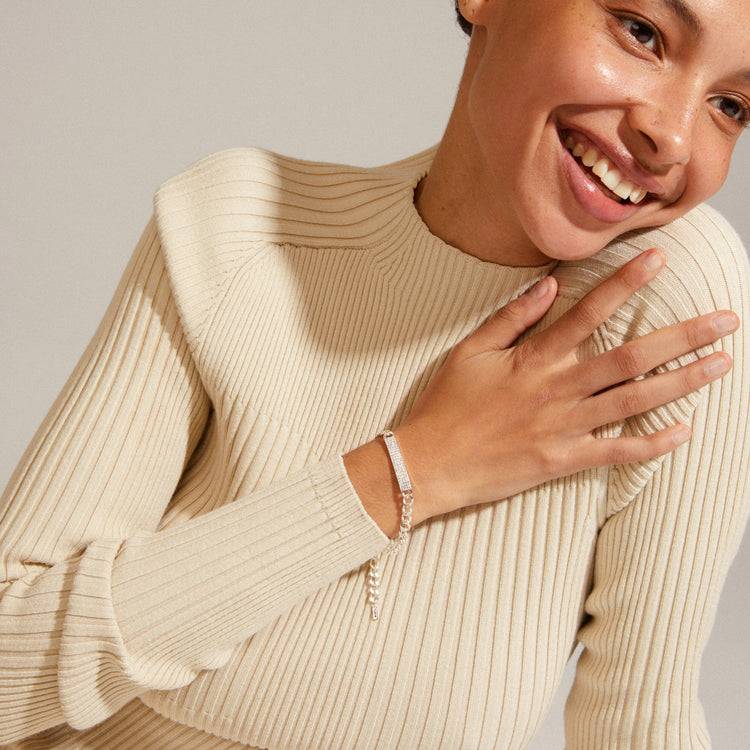 Pilgrim HEAT Recyceltes Kristall-Panzerkettenarmband Versilbert