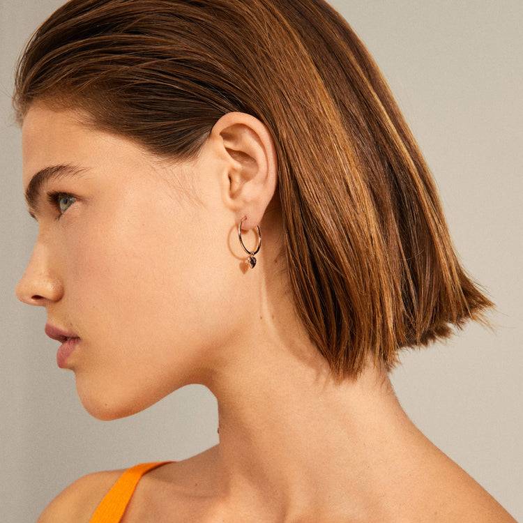 Pilgrim JAYLA Recycelte Ohrringe Mit Herz-Anhänger, 2-in-1, Mit Rosé