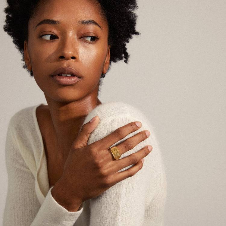 Pilgrim JEMMA Ring Mit Viereckigem Siegel, Vergoldet