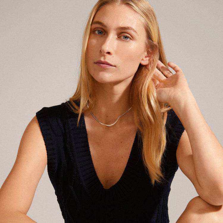 Pilgrim JOANNA Recyc. Schlangenketten-Halsband, Flach, Versilbert