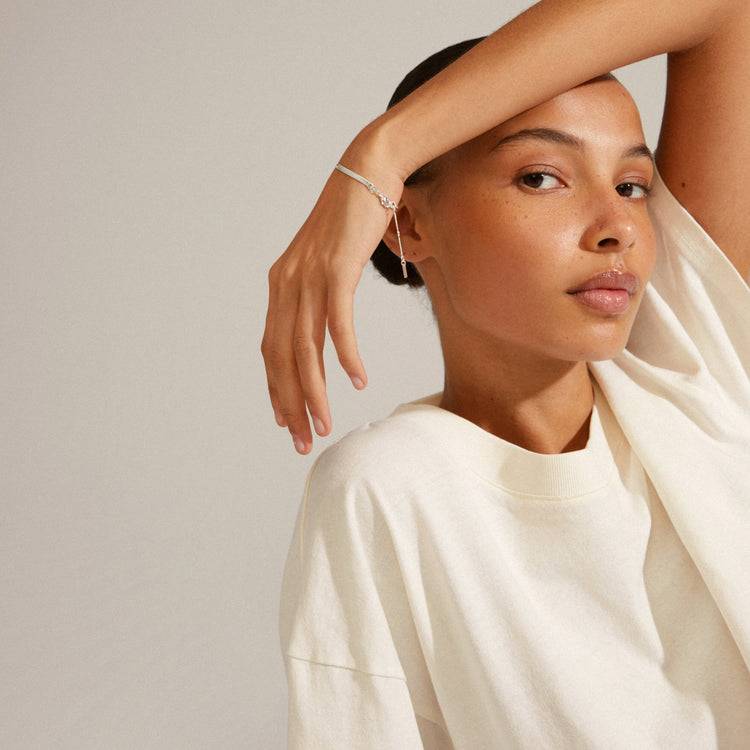 Pilgrim JOANNA Recyceltes Schlangenketten-Armband, Flach, Versilbert