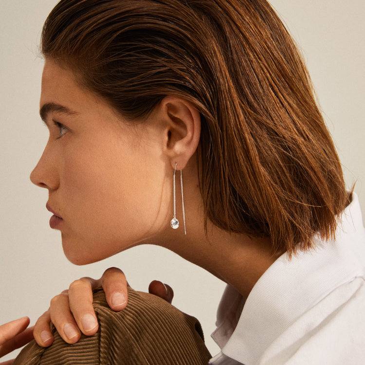 Pilgrim JOLA Recycel. Ohrringe Mit Langem Kettenanhänger, Versilbert