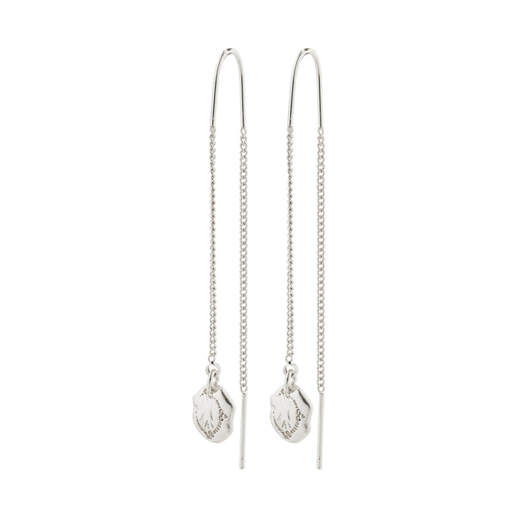 Pilgrim JOLA recycel. Ohrringe mit langem Kettenanhänger, versilbert