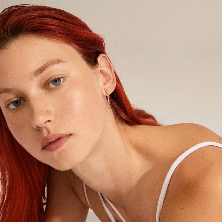 Pilgrim JOLENE Recycelte Kettenohrringe 2-in-1, Mit Roségold Platt