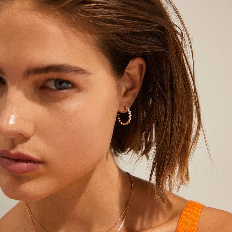 Pilgrim JOLENE Recycelte Kristall-Creolen, Mit Roségold Plattiert