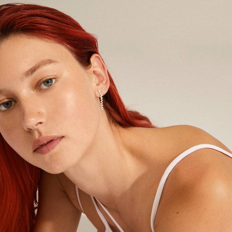 Pilgrim JOLENE Recycelte Kristallohrringe, 2-in-1 Set, Versilbert