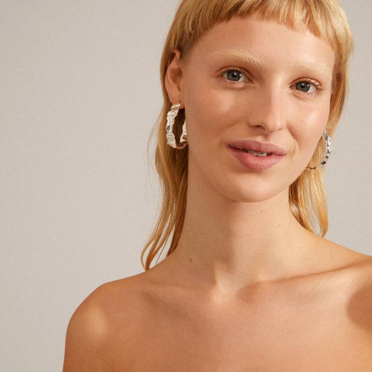 Pilgrim JULITA Recycelte Halbrunde Creolen Versilbert